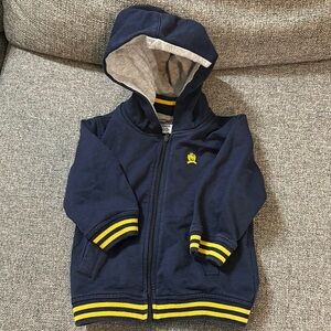 Navy Blue Kids Hoodie with Yellow Stripes